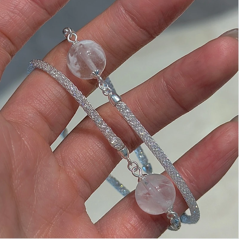 S925 pure silver Korean version niche design retro white ghost bead bracelet simple and fashionable first accessory