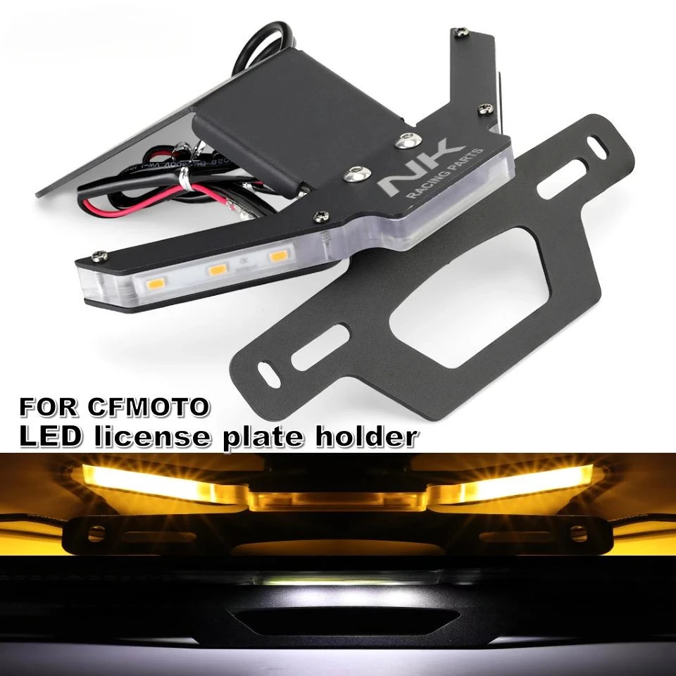 

400NK For CFMOTO 250 400 650NK 2018-2022 Motorcycle Accessories License Plate Holder With LED Lights Tail Tidy Fender Eliminator