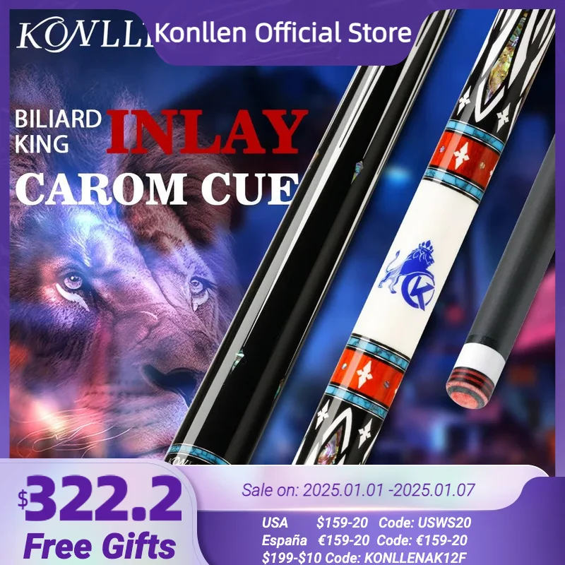 KONLLEN Carom Billiard Cue  Carbon Fiber 12mm 142 cm Libre Cue 3-Cushion Billiards Cue For Carom Cue Professional Carom Stick