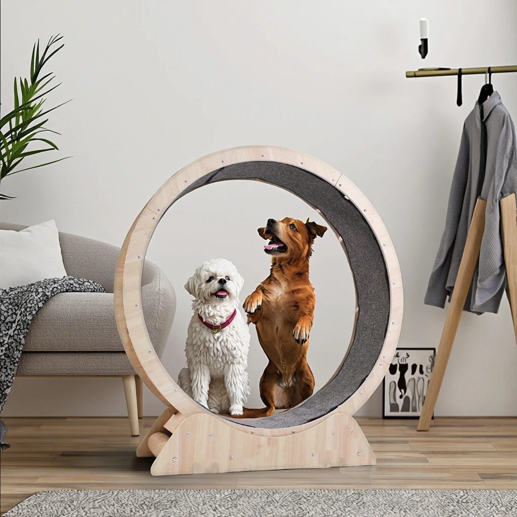 

Interactive Style Wood Running Wheel for Cats and Dogs: Eco-Friendly, Silent Claws Sharpening