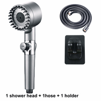 New Black Shower Head Rainfall High Pressure 3 Modes Adjustable Boost Filter Holder with Hose for Bathroom Accessories Sets