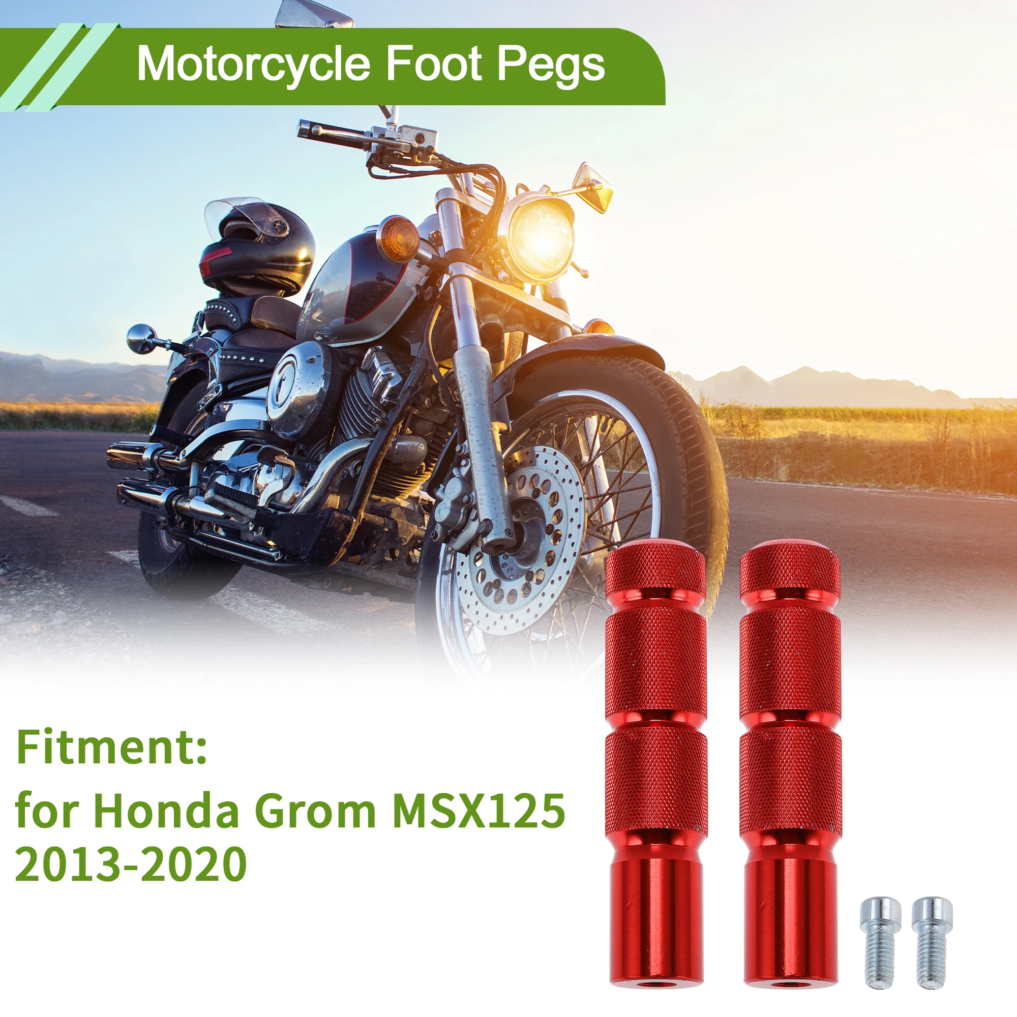 UXCELL Motorcycle Foot Pegs for Honda Grom MSX125 13-20 Front Pedal Aluminum Alloy Red