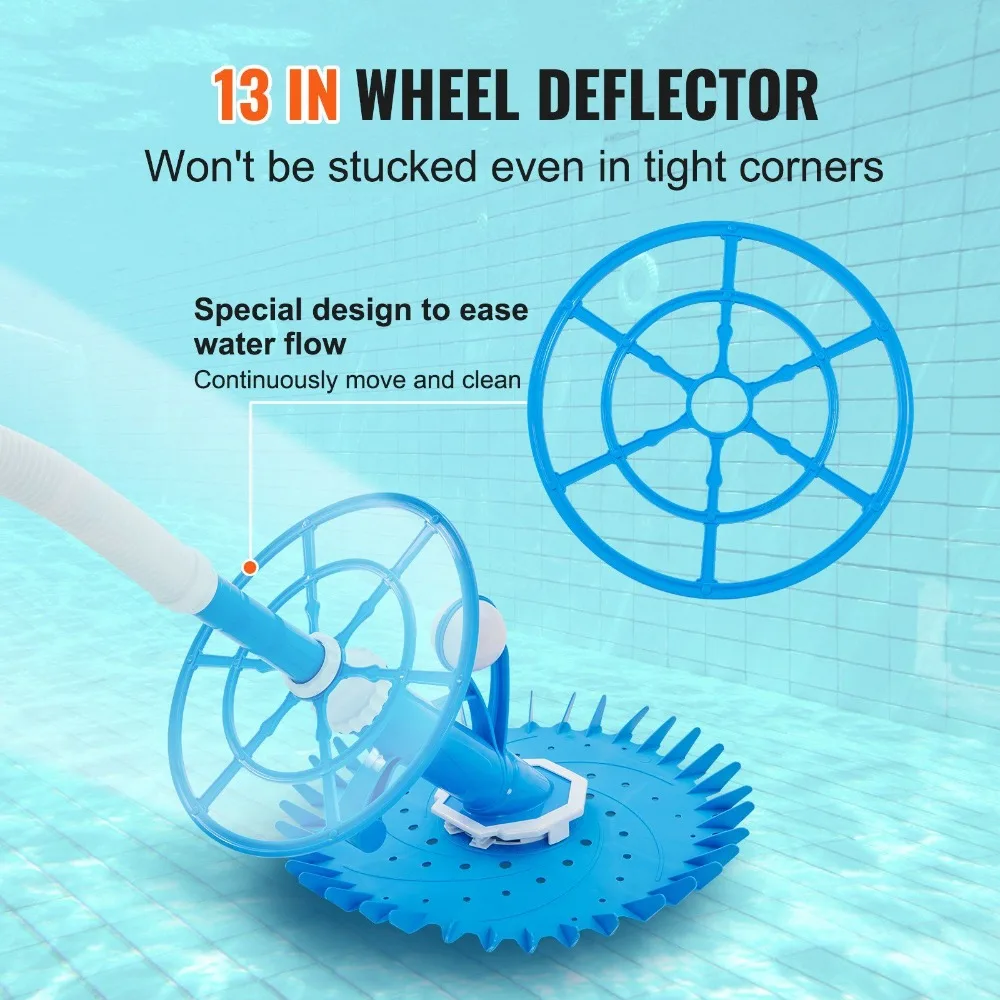 Automatic Suction Pool Cleaner, Low Noise Pool Vacuum Cleaner with Extra Diaphragm, Side Climbing Pool Cleaners