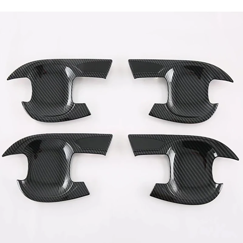 For Kia Mohave Borrego HM2 2019-2022 Carbon Fiber Style Door Handle Bowl Cover Cup Cavity Trim Insert Catch Molding Garnish