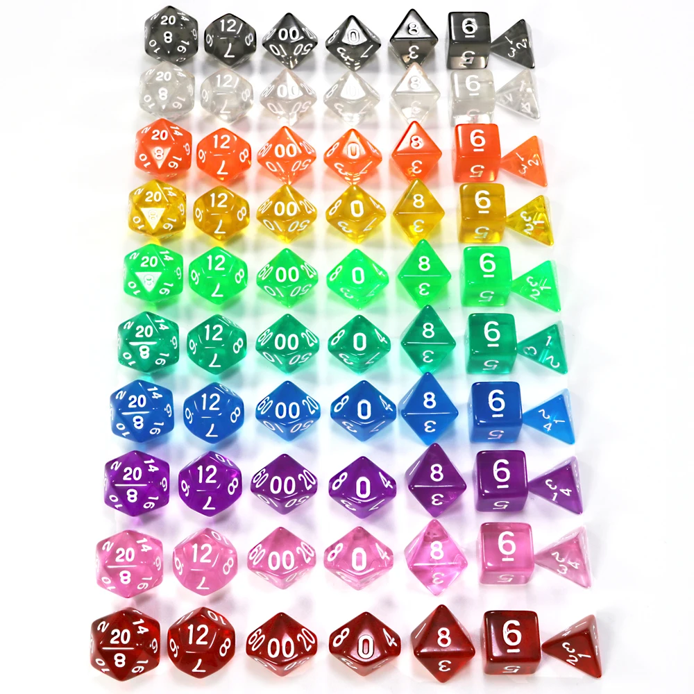 140pcs Dice with Bag D4-D20 20 Colors for Tabletop RPGs Games DND RPG Parties Toys Board Game As Gift