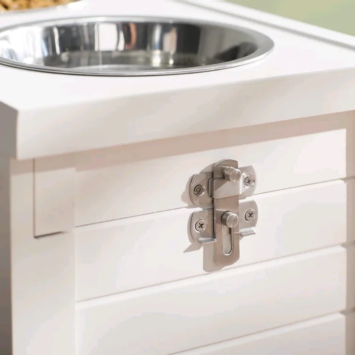 Custom 2 Bowl Dog Feeding Station with Sliding Lid Storage- 2 Bowls & Large Pet Elevated Dog Feeder Cat Feeding Rack