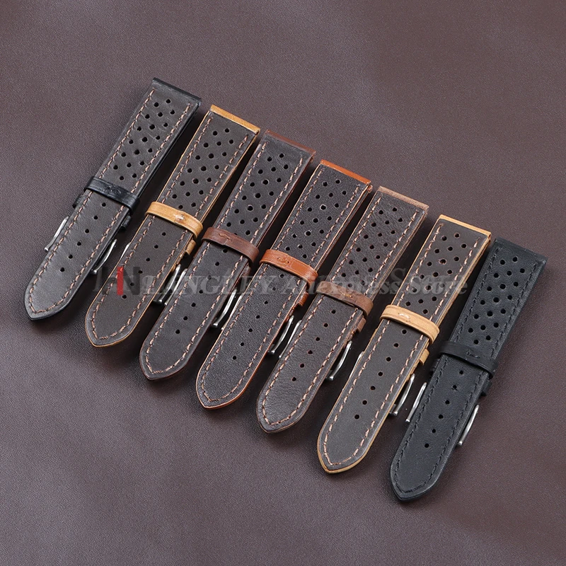 Correa de cuero de vaca genuino, pulsera Retro suave y transpirable para Samsung Galaxy Watch 7 6 5 4 para pulsera Seiko de 18mm, 20mm y 22mm