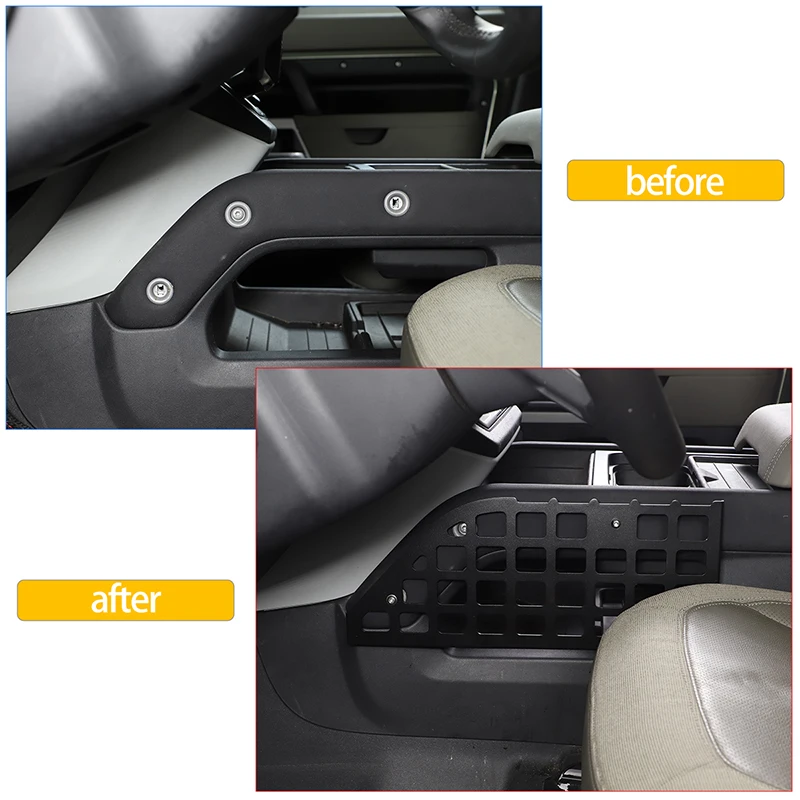 لاند روفر ديفندر 90 110 2020-2022 سبائك الألومنيوم التحكم المركزي على كلا الجانبين من حقيبة التخزين رف اكسسوارات السيارات #3