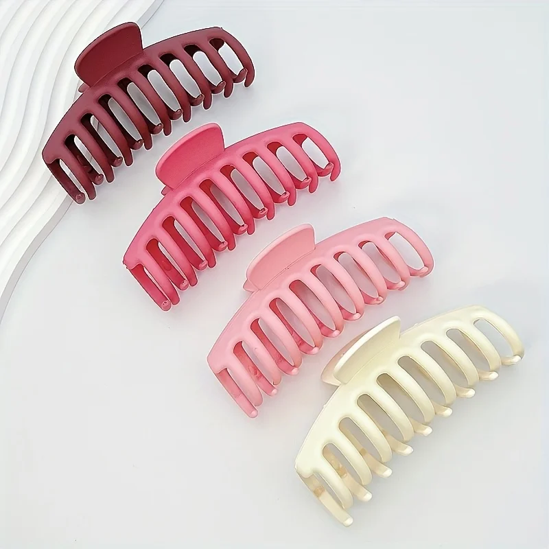 4pcs/set keel 11cm/4.33inch Large Hair clip Non-slip Thick Hair clip Matte Plastic Hair clip Quick Bun Hair clip Women\'s Hair Ac