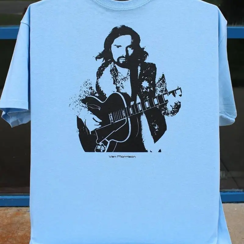 Rare! Van Morrison In Music Tour Cotton All Size Light Blue Unisex Shirt BL186