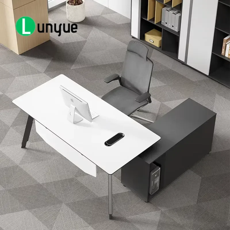 Modern MDF Wooden Executive Office Desk with Drawers Business Computer Table for Home Office Study Room Furniture