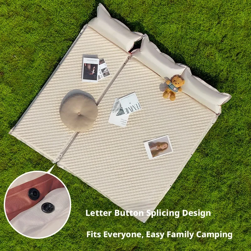 Outdoor Camping Portable Self Inflating Sponge Air Mattress Sleeping Pad for Tent Hiking Backpacking Car Travel Floor
