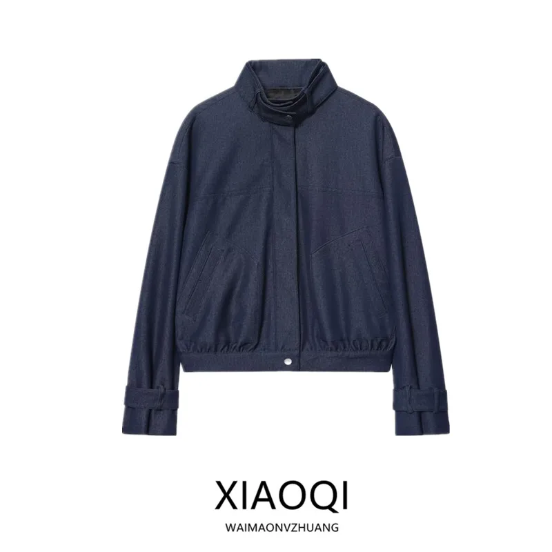 Winter Nieuwe Dames Casual Stand Kraag Pilot Jaet Bovenkleding Veelzijdige 2025, Herfstcollectie Lange Sve Rits ort Jas