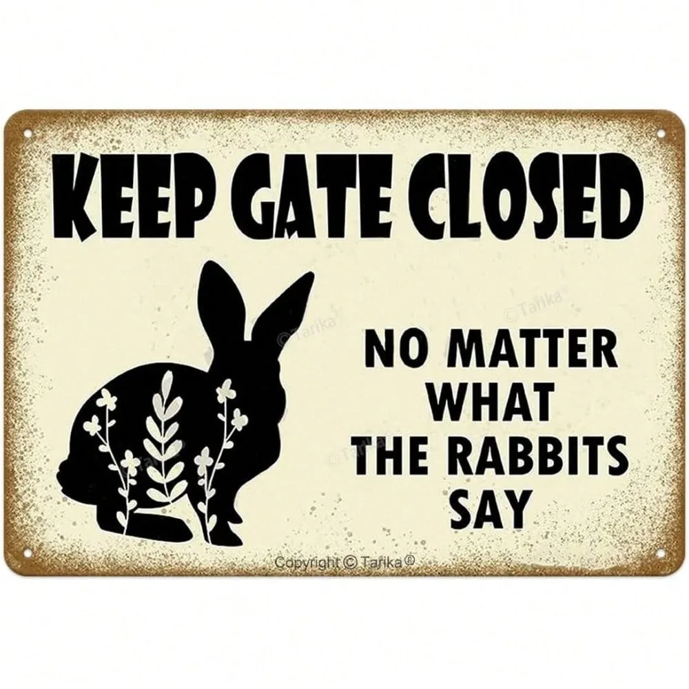 

Vintage Rustic Tin Metal Sign Rabbit Gate Closed Farmhouse Wall Art Decor Kitchen Bar