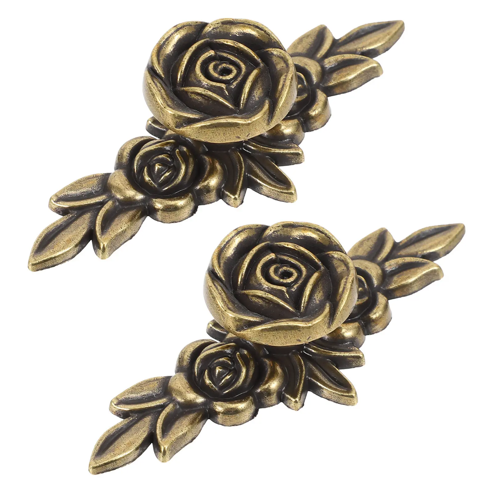 2Pcs Fine Workmanship Rose Zinc Alloy Cabinet Handles Drawer Knobs Cupboard Door Knobs Solid Furniture Hardware Elegant Retro