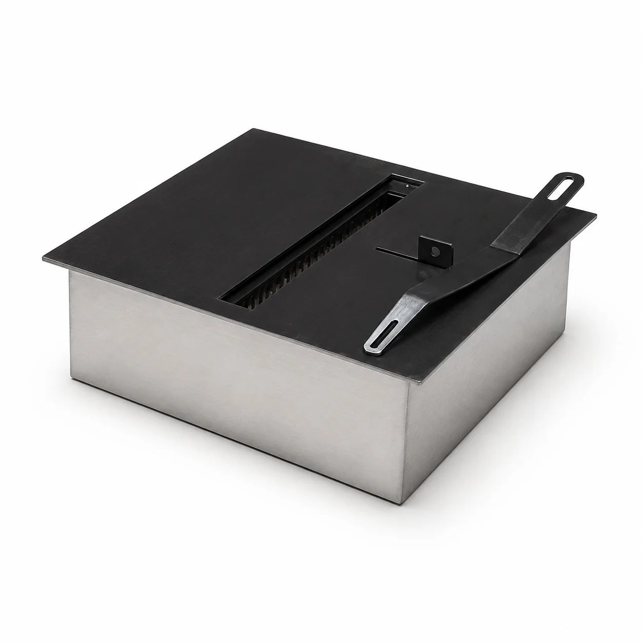 SXFireplace Stainless Steel Manual Bioethanol Burner Insert with Linear Flame Slot and Silver or Black Top Panel