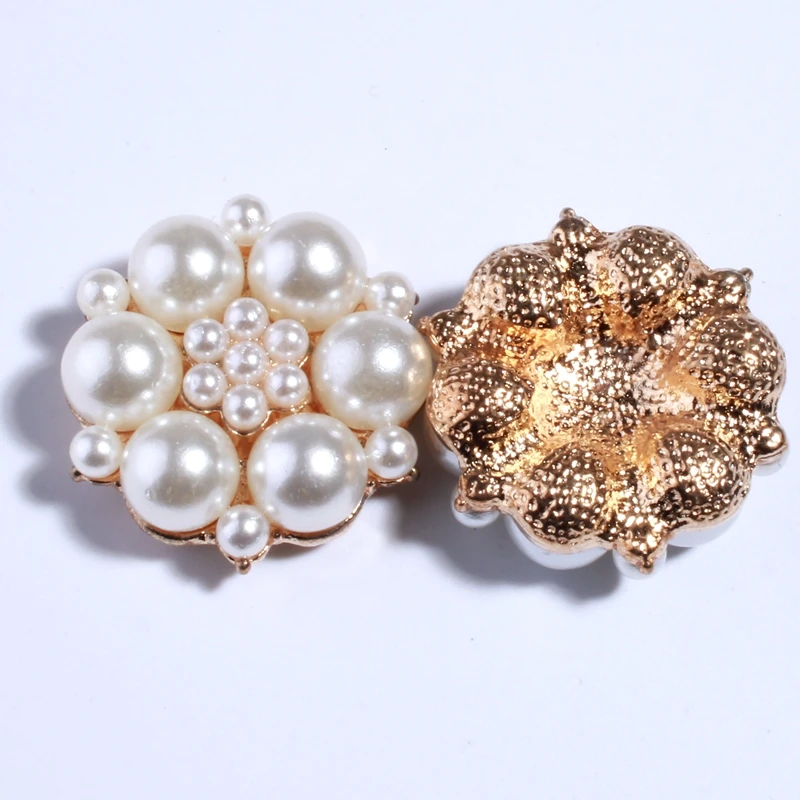 

30 шт. модных высококачественных металлических пуговиц из сплава для украшения обуви, с жемчугом цвета слоновой кости, для рукоделия