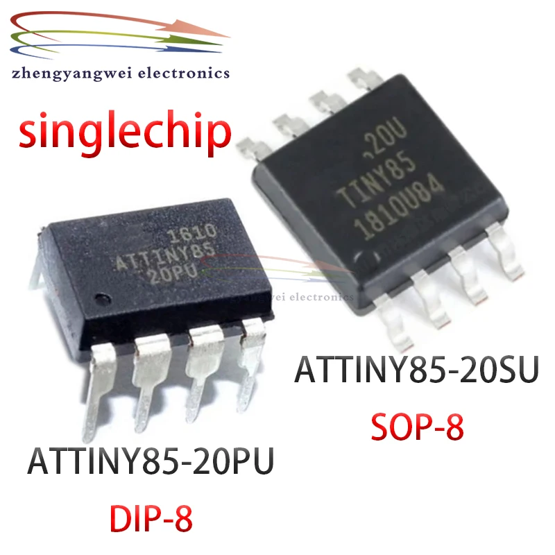 Mcu/mpu/soc,ATTINY85-20PU,attiny85 20,attiny85用のシングルチップ,ディップATTINY85-20SU,sop-8, 1個