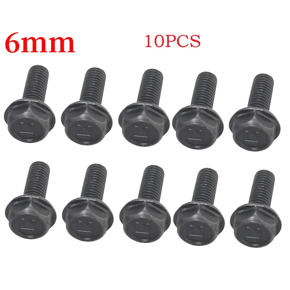 Parts Screw Galvanized Hex Flange Left Hand Thread M8 M7 M6 Saw Blade Screw 10pcs Accessories Black Carbon Steel