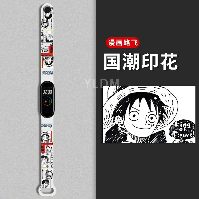 Japanese Anime NARUTO ONE PIECE Strap for Mi Band 6 5 4 3 Couples Cool Print Wristband Bracelet Replacement High Quality Mi Band