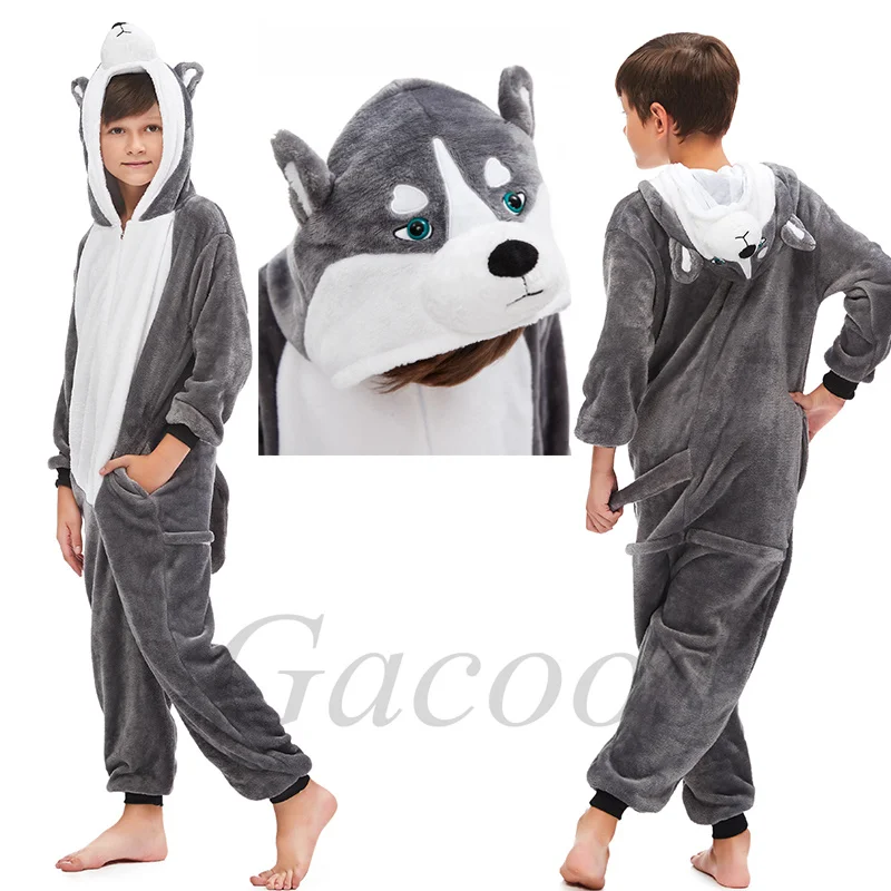 Children Pyjamas Unicorn Onesies Pajamas Animal Kigurumi Wolf Costumes Halloween Cartoon Anime Cosplay Clothes for Kids Jumpsuit