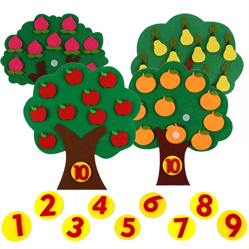 Felt Kit Fruit Tree Felt Non-woven Handmade DIY Pairing Apple Tree School Classroom Rewards Teaching Incentive Supplies Gift TMZ