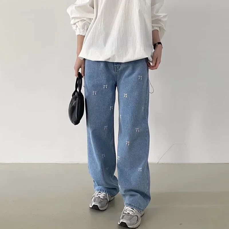 Pantalones vaqueros de pierna ancha para Mujer, Ropa de cintura alta, moda coreana, Primavera