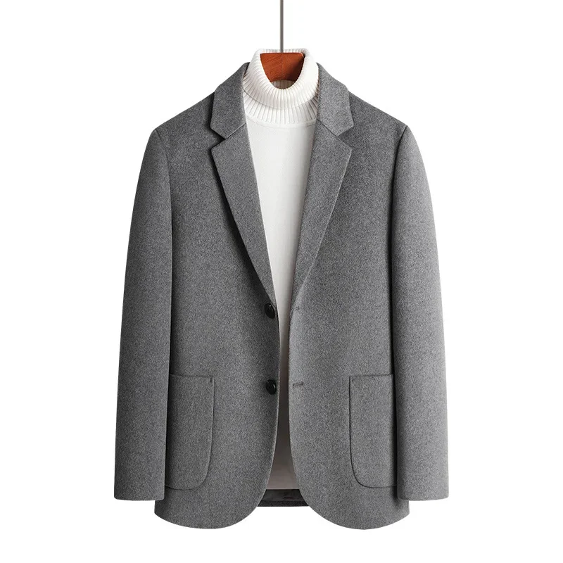 Casual Brown Men Suit Jacket Oversize Spring Autumn Grey Wool Suit Blazer Oversize Xxxxl Woolen Mens Business Office Suit Coat