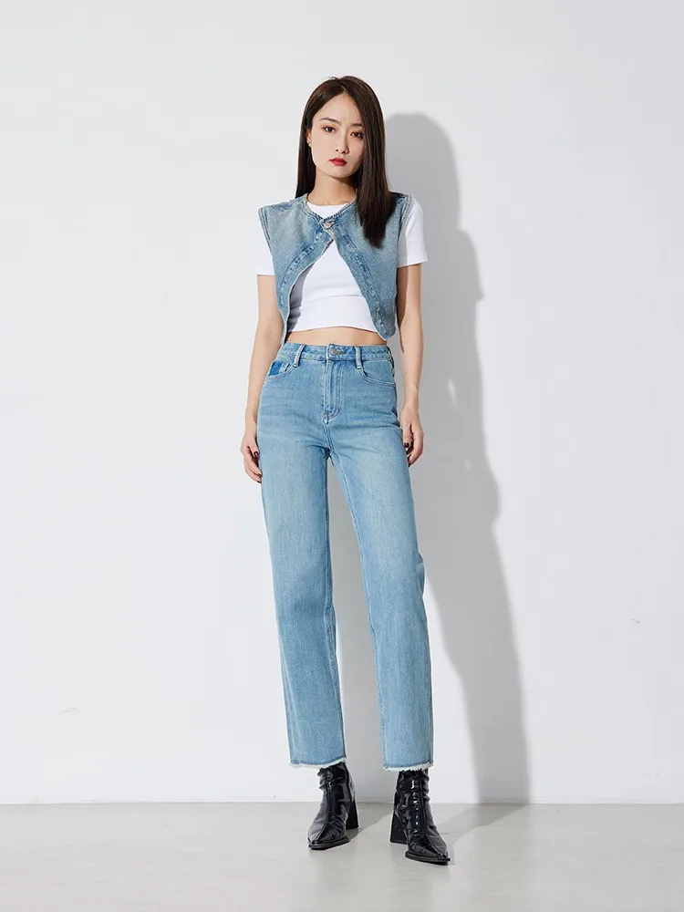 

Джинсы RUGOSAM с высокой талией, облегающие, эластичные, модель RB0406, весна-лето, новинка, повседневные модные джинсовые брюки