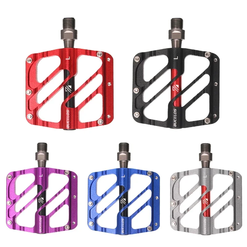 BUCKLOS Bicycle Pedals 3 Bearing MTB Road Bike CNC Contact Flat Pedal Platform Non Slip Platform Pedal for Mountain BMX Parts