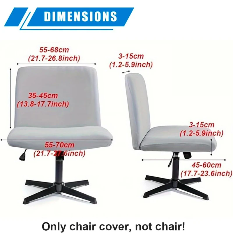 Armless Criss Cross Office Desk Chair Cover Vanity Desk Wide Chair slipcovers Accent Mid Back Wide Swivel Task Chair Protector