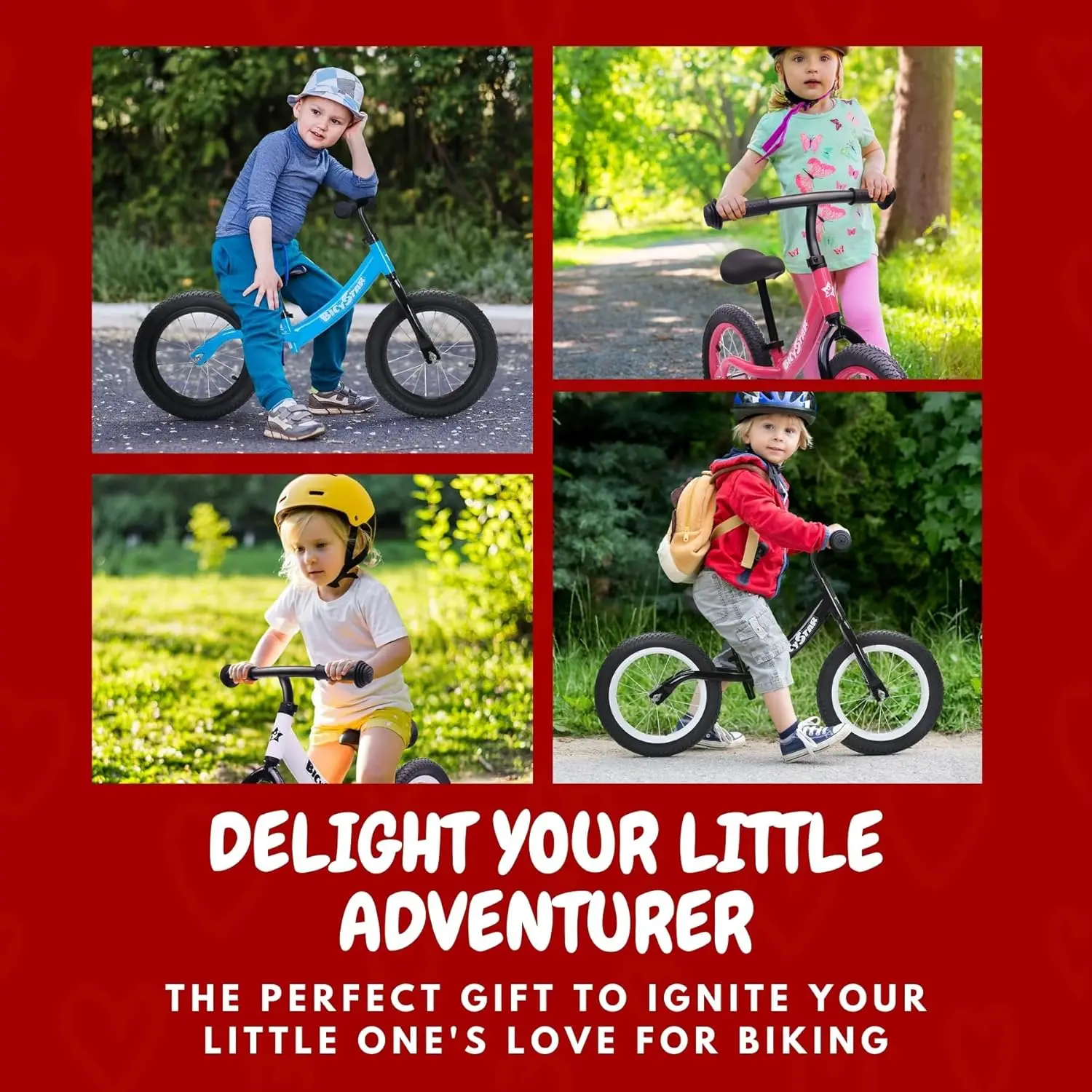 14 Inch Balance Bike for Kids 3-7 Year Old, Kids Bike with No Pedals, Air Rubber Tires, Adjustable Height, Foot Rest, Pedalless