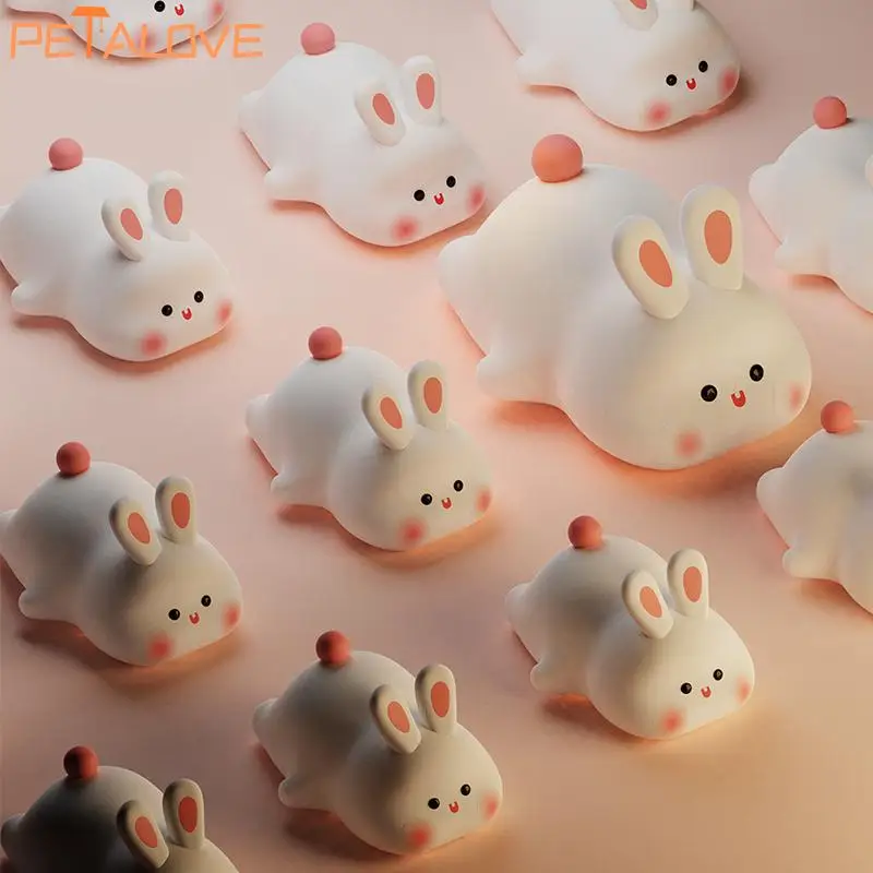 การ์ตูน Night Light Bunny Hippopotamus โคมไฟซิลิโคน LED Pat Sensor 3 โหมด Soft Light ของขวัญเด็กวันเกิดคริสต์มาส