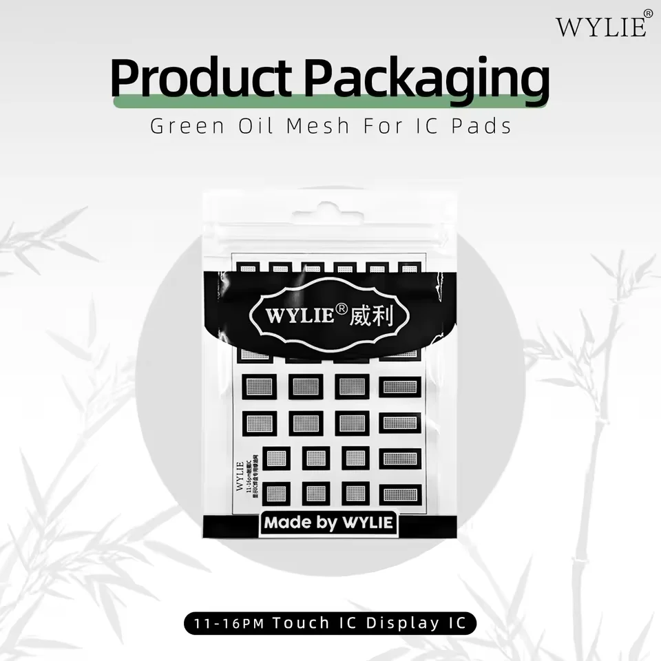 WYLIE Touch IC Display Green Oil Net UV Solder Mask Ink BGA Reballing Stencils for iPhone 11-16 ProMax Touch IC Pads Chip Steel