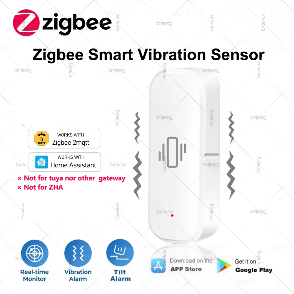 Zigbee สมาร์ทเซ็นเซอร์การสั่นสะเทือน Home Security Protection Real-time Monitor Shock Alarm Sensor ทํางานร่วมกับ Home Assistant Zigbee2MQTT