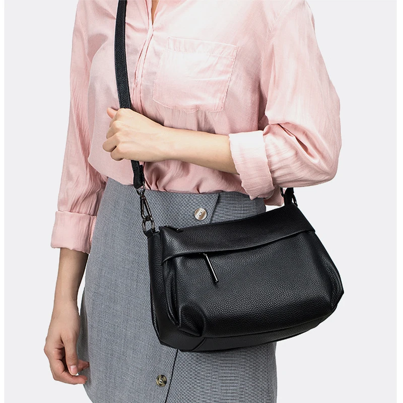 

Women's Cow Genuine Leather Shoulder Bag Lady Retro Cowhide Luxury Designer Handbags Ladies Large Capacity Crossbody Bags Female