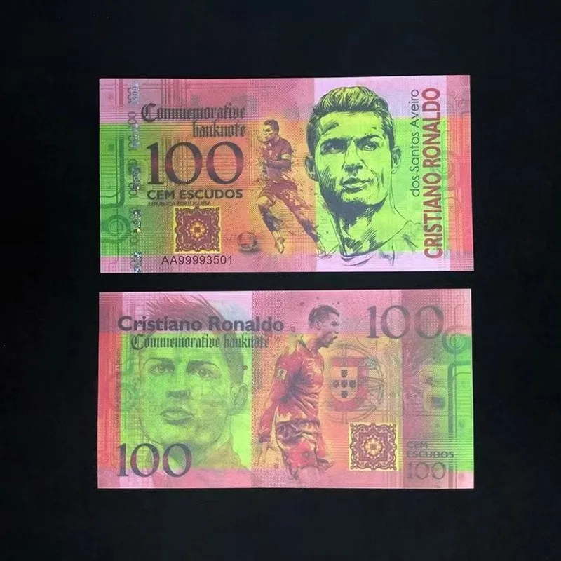 5 ~ 100 قطعة نسخة ميسي 500 فواتير مقتنيات الأوراق النقدية البلاستيكية مع أرقام تسلسلية مختلفة