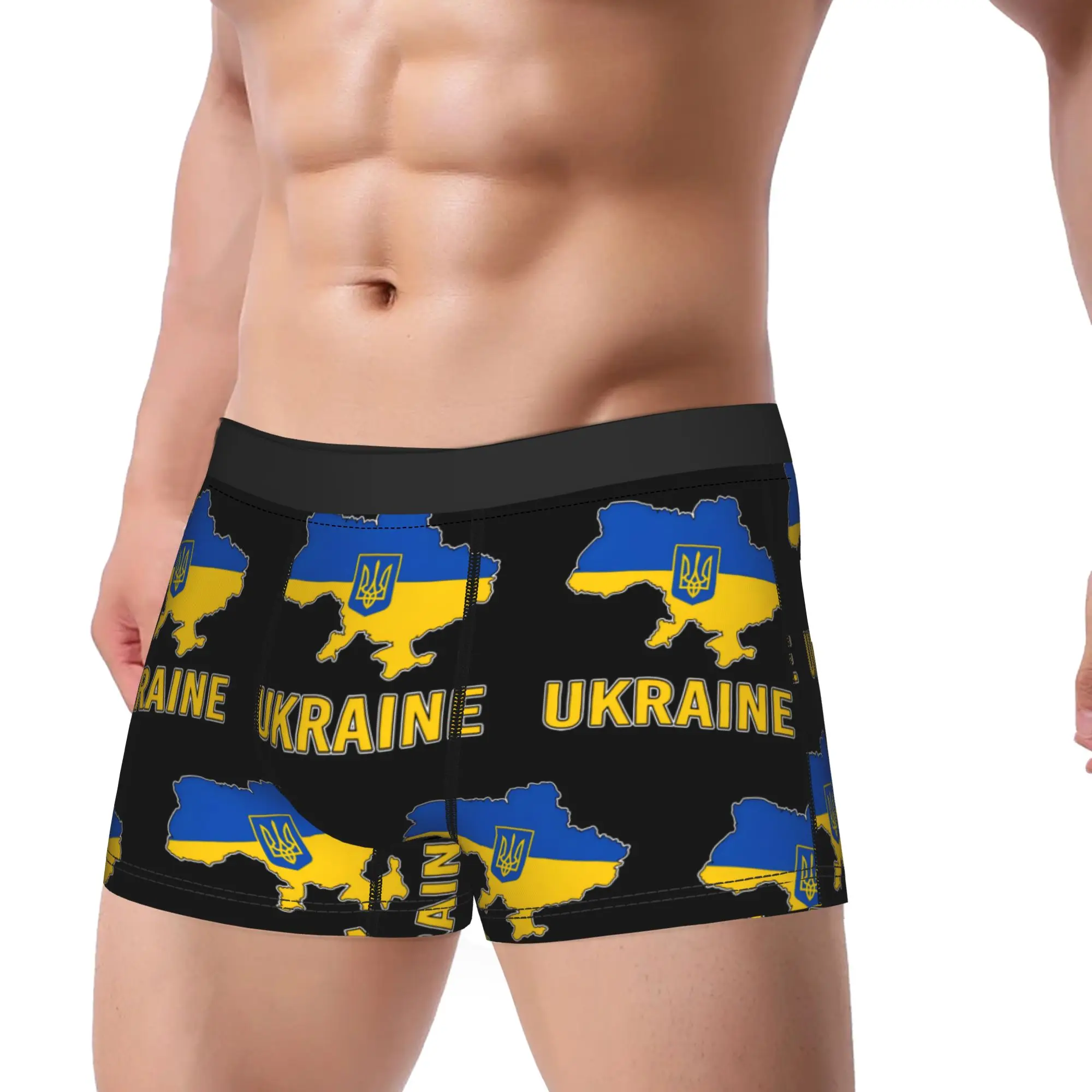 Ukraine Flag Map Boxer Brief  Underwear Trenky Men Breathable Trunk Custom Large Size Panties