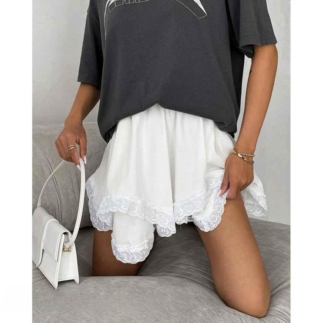 

Летняя шифоновая кружевная юбка нестандартной формы, женские модные юбки с асимметричным подолом, легкие элегантные юбки для женщин