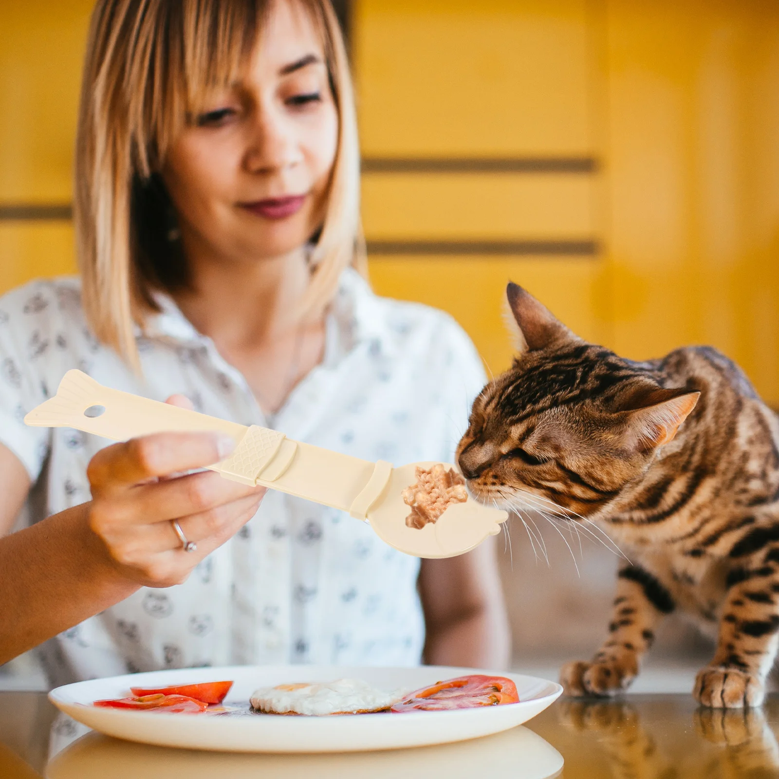 

2Pcs Cat Dog Feeding Spoon Wet Food Can Scoop Ergonomic Handle Multifunctional Pet Spoon for Treats Water and Canned Food