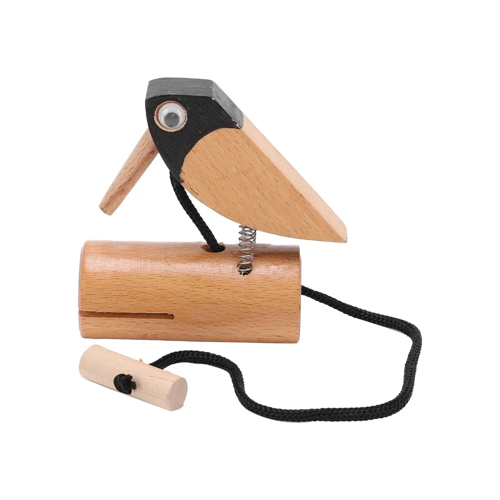 Interactive Wood Woodpecker Rhythm Shaker Wood Color Bird Decor Rhythm Shaker Percussion Sound Instrument Home Decor
