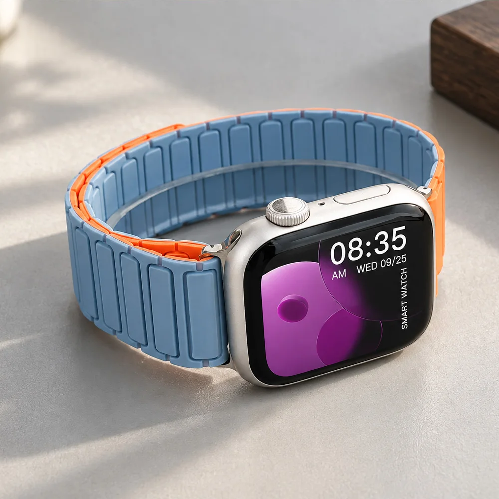Magnetic Silicone Strap For Apple Watch Ultra 4 3 2 49mm 46mm 42mm 45mm 44mm 40 41mm Band IWatch Series 12 11 10 9 8 7 6 5 4 SE