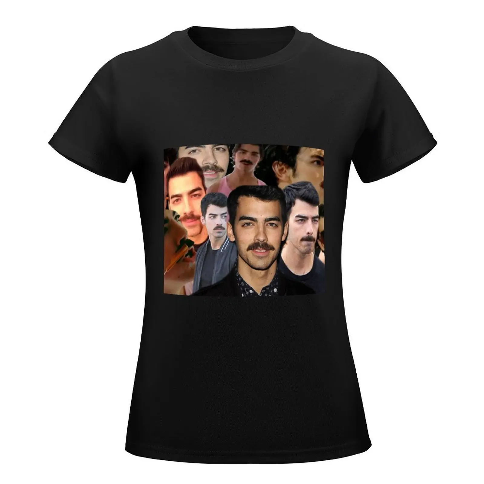 Joe Jonas with a moustache T-Shirt animal print shirt for girls female Female clothing tops clothes for woman