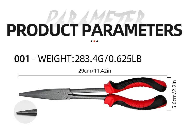 ShareShark Hochkarbonstahl 29cm Multifunktionale Angelzange Köderzange Langnasenzange Splitringöffner Angelwerkzeuge – Detail 2