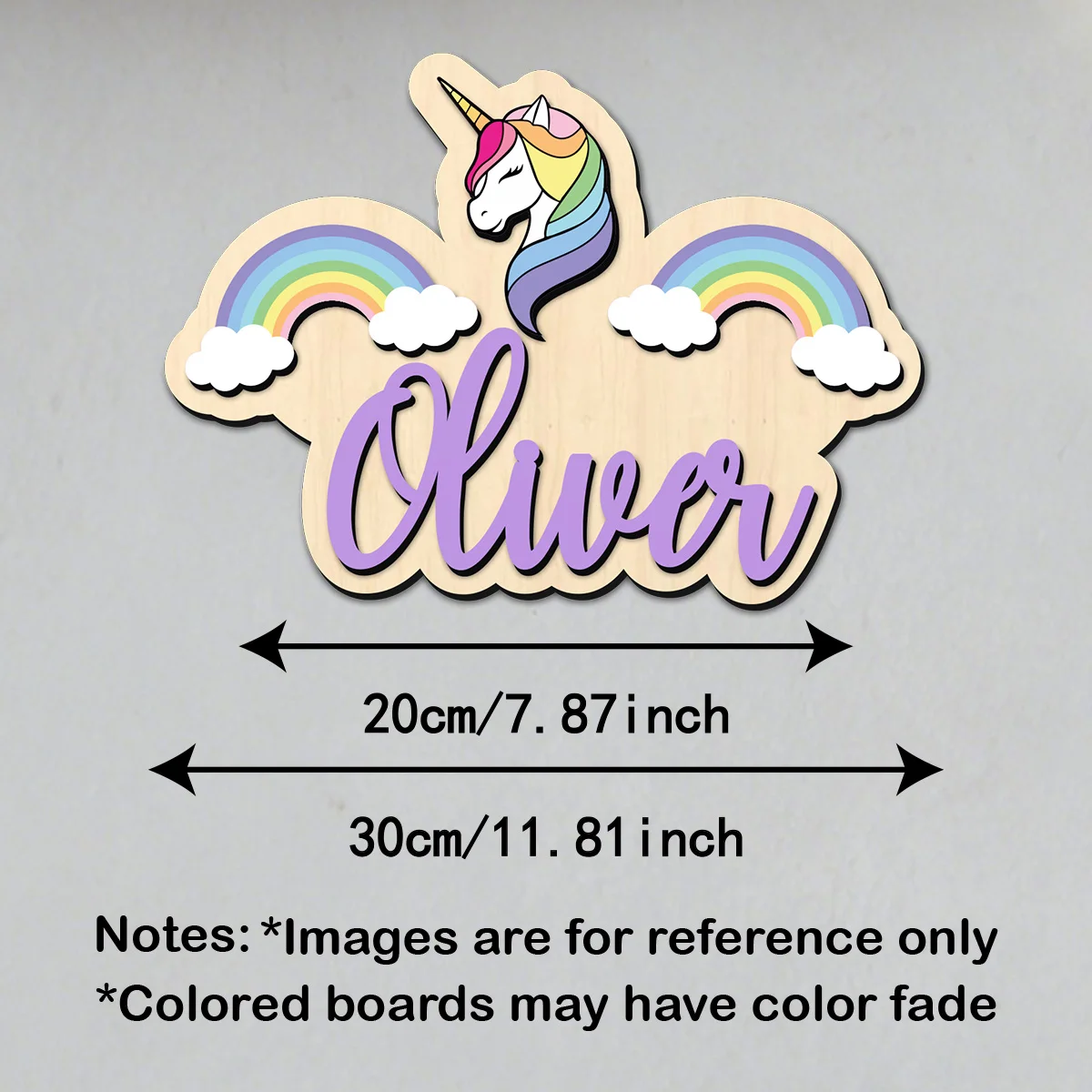 1pc Pink Rainbow Unicorn Customizable Name Wooden Plaque Cloud Silhouette Door Hanging Plaque Wall Art Unique Decorative Gift