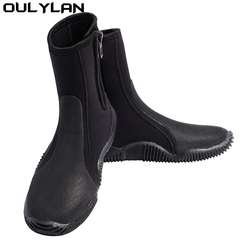 

Oulylan Premium Neoprene Diving Boot 5m Water Shoes Wetsuit Booties With Anti-Slip Rubber Sole Zipper For Surf Scuba 1 Pair