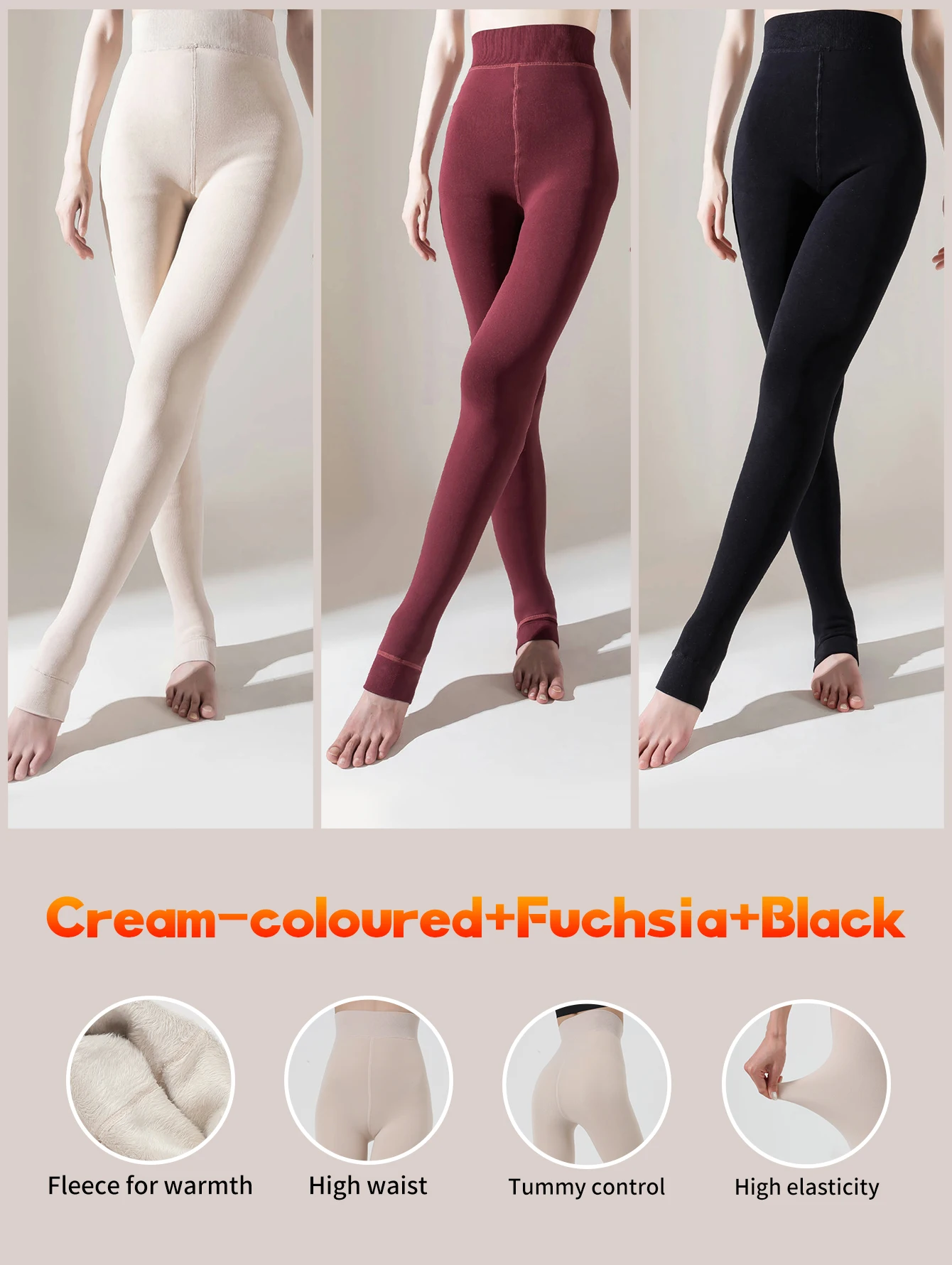 Calça Quente e Apertada Feminina, Velo adicionado, Moda Outono e Inverno, 9 "Conectado Pé Plush Base um Conjunto
