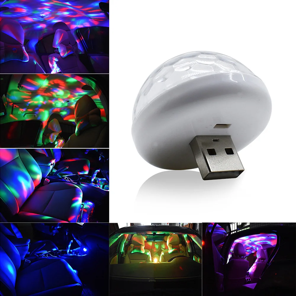 Car 7 Colors Change DJ Mini Sound Control Phone USB Atmosphere Light for Car Supplies