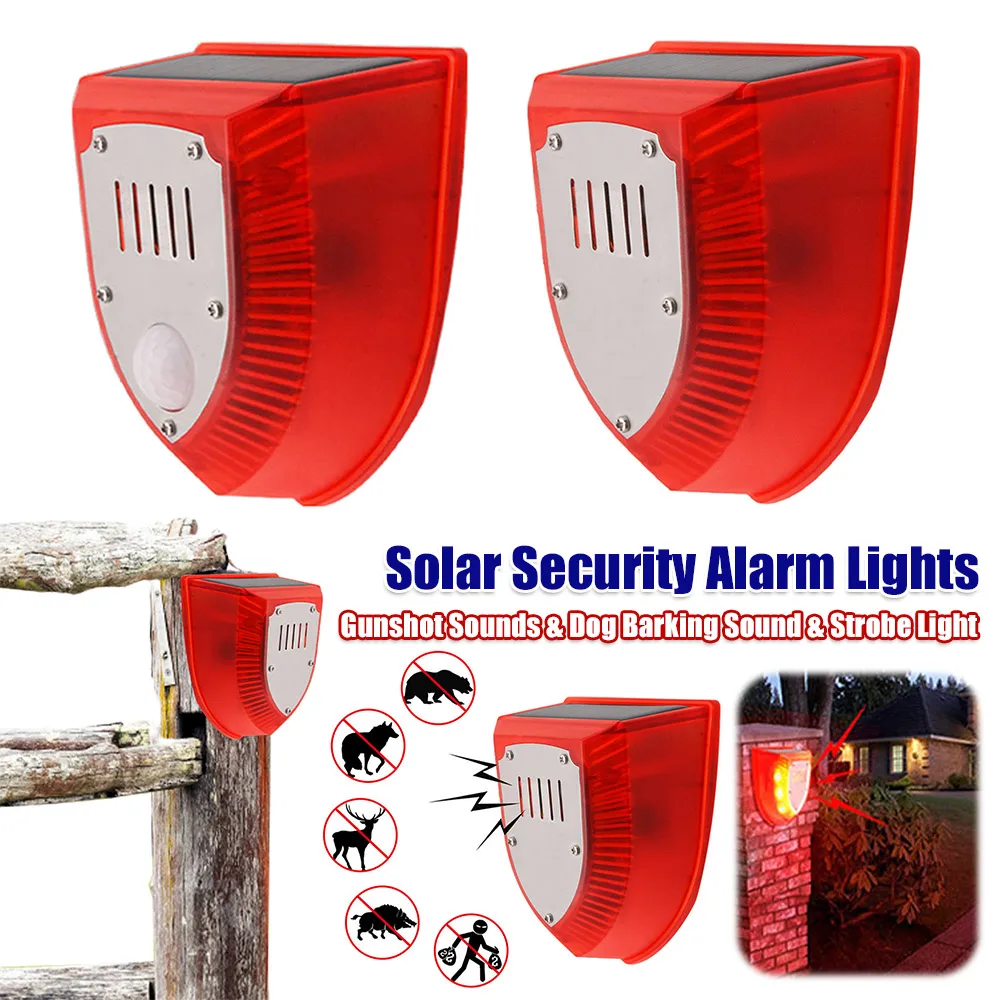Warning Loud Solar Strobe Light with Motion Sensor Strobe Light Warning Lamp Alarm System for Home Villa Farm Barn Yard