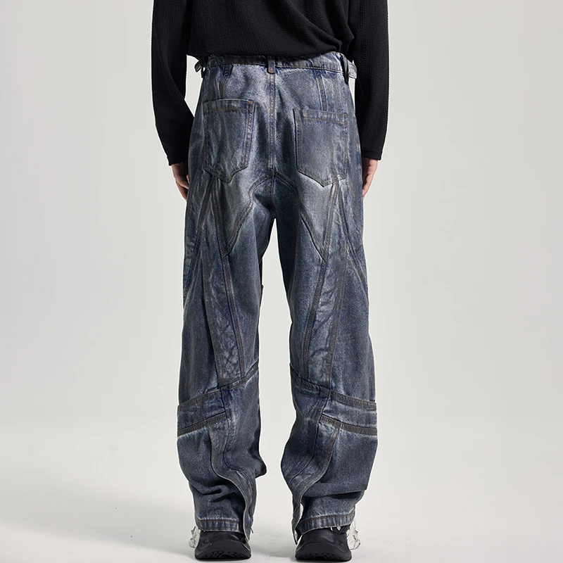 High End Men'S Clothing High Street Fashion Baggy Jeans For Men Distressed Denim Cargo Pants Hip Hop Trendy Trousers Streetwear